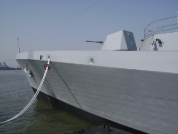 The INS Shivalik, just before commissioning.