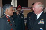 Sing Willard Admiral Robert Willard meets General Vijay Kumar Singh, prior to the Mongolian Ministry of Defense Centennial Celebration. (Photo by Glenn Lukasik, PACOM).
