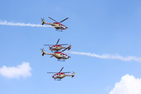 The IAF's aerobatic helicopter team Sarang | Photo: StratPost